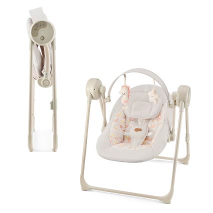 KINDERKRAFT - Lasten keinu melodialla SWINGEE beige 4xAAA/230V