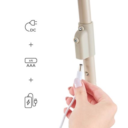 KINDERKRAFT - Lasten keinu melodialla SWINGEE beige 4xAAA/230V