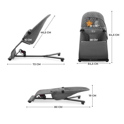 KINDERKRAFT - Lasten lepotuoli MIMI harmaa