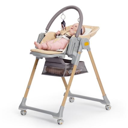 KINDERKRAFT - Lasten ruokapöydän tuoli 2in1 LASTREE beige/harmaa