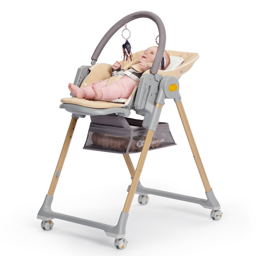KINDERKRAFT - Lasten ruokapöydän tuoli 2in1 LASTREE beige/harmaa