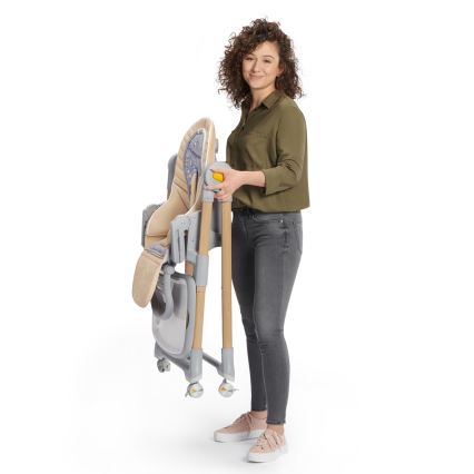 KINDERKRAFT - Lasten ruokapöydän tuoli 2in1 LASTREE beige/harmaa