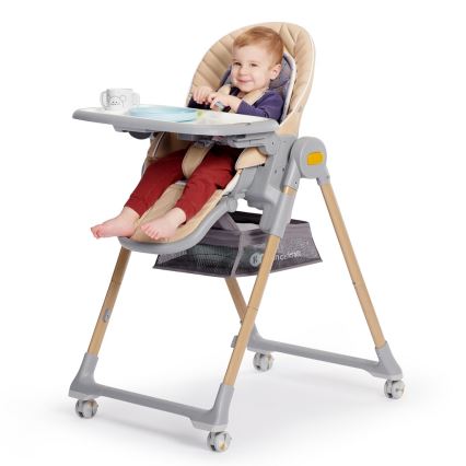 KINDERKRAFT - Lasten ruokapöydän tuoli 2in1 LASTREE beige/harmaa