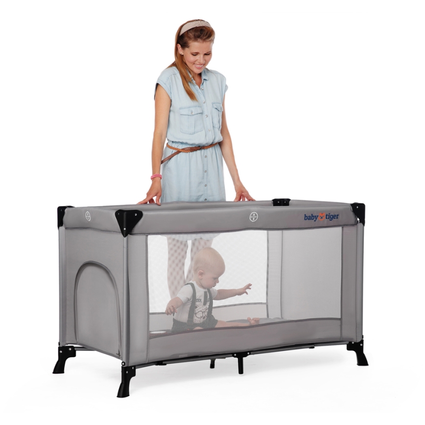 KINDERKRAFT - Matkasänky Baby Tiger VIKI harmaa