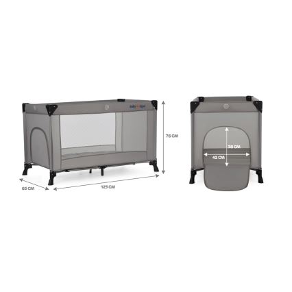 KINDERKRAFT - Matkasänky Baby Tiger VIKI harmaa