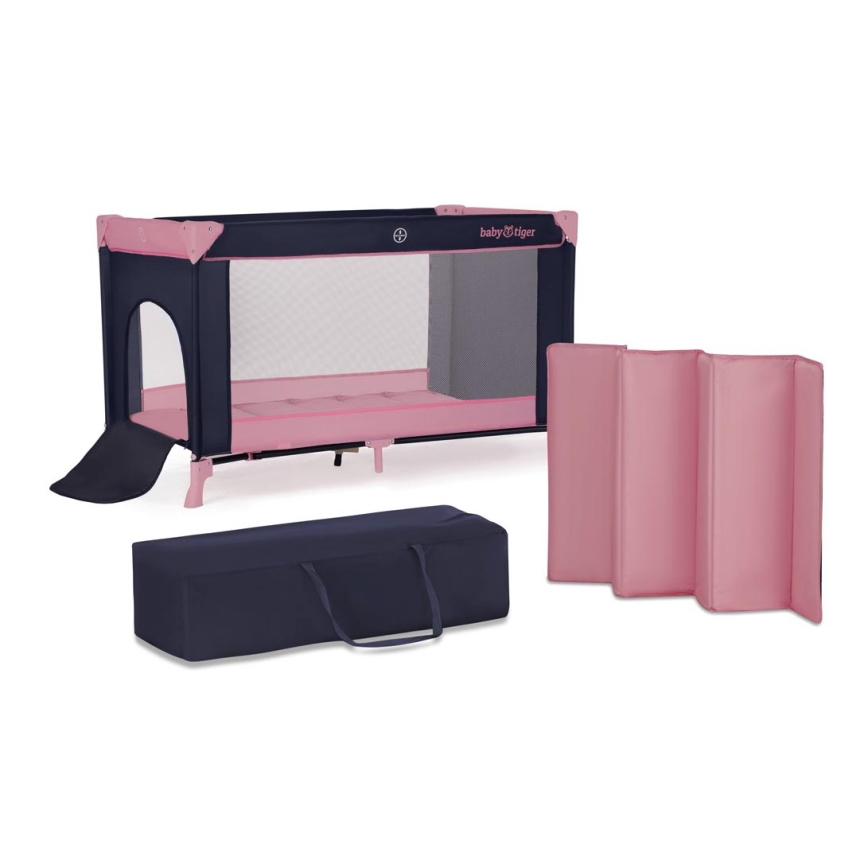 KINDERKRAFT - Matkasänky Baby Tiger VIKI vaaleanpunainen