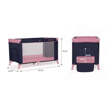 KINDERKRAFT - Matkasänky Baby Tiger VIKI vaaleanpunainen