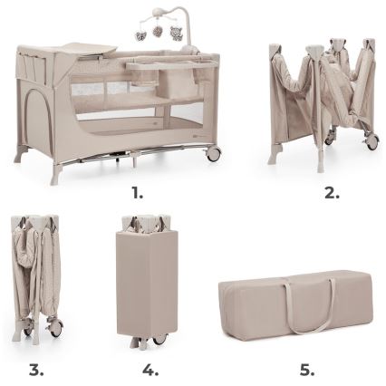 KINDERKRAFT - Matkasänky JOY 2 lisävarusteiden kanssa beige