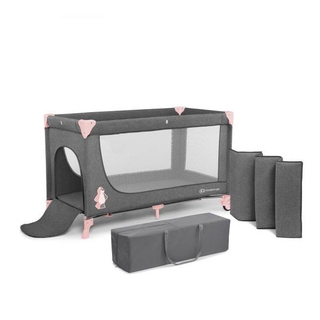 KINDERKRAFT - Matkasänky JOY harmaapunainen