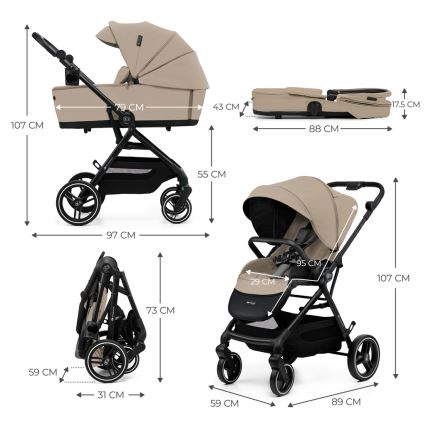 KINDERKRAFT SELECT - Yhdistelmävaunut 2-in-1 YOXI Hiekansävyinen beige