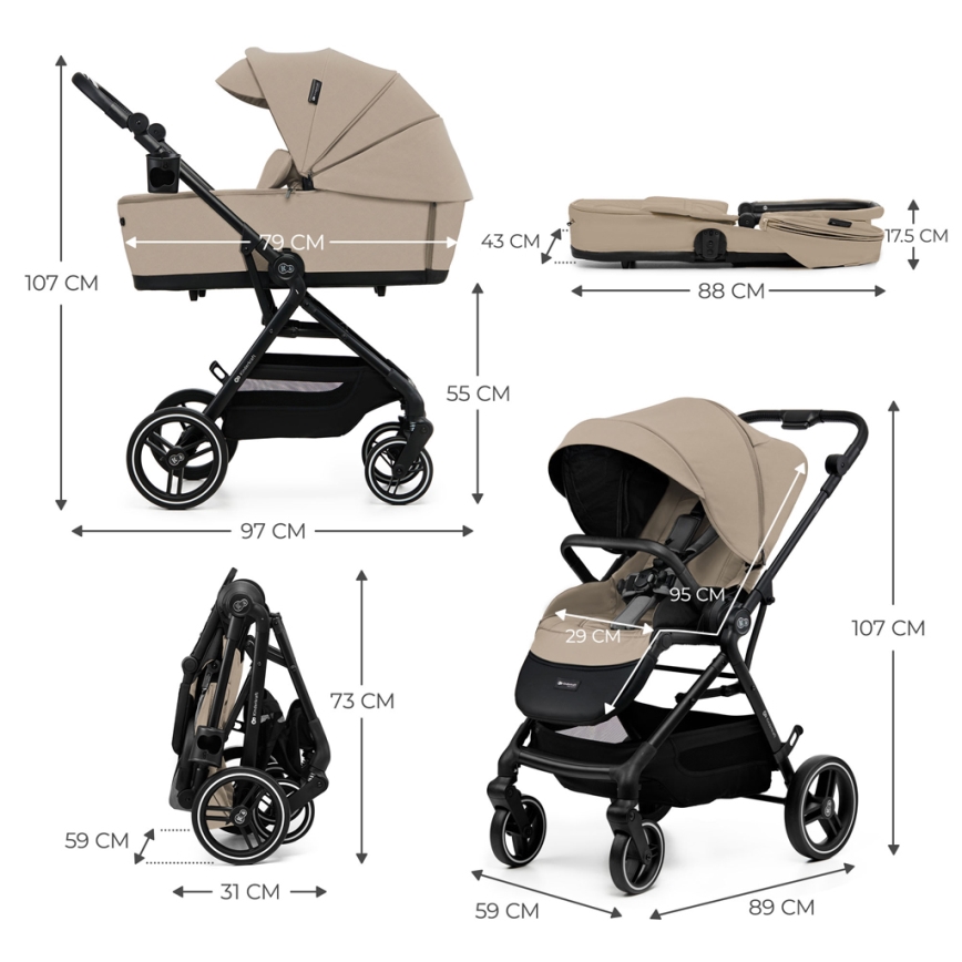 KINDERKRAFT SELECT - Yhdistelmävaunut 2-in-1 YOXI Hiekansävyinen beige