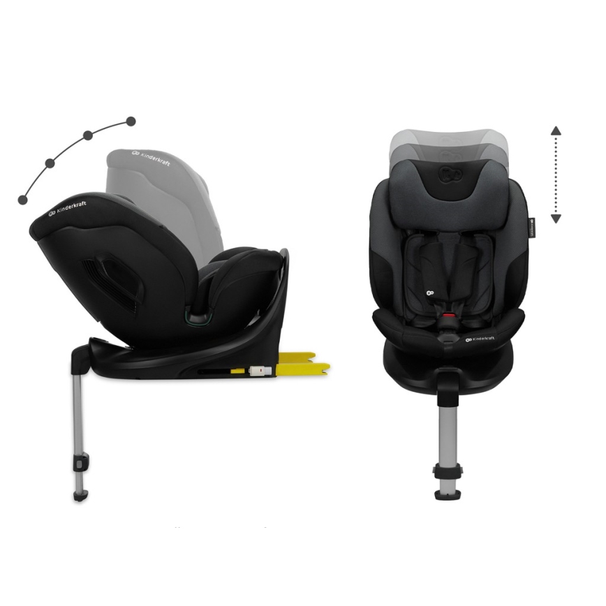 KINDERKRAFT SELECT - kääntyvä I-FIX-pohjainen auton turvaistuin (40-150 cm) grafiitinmusta