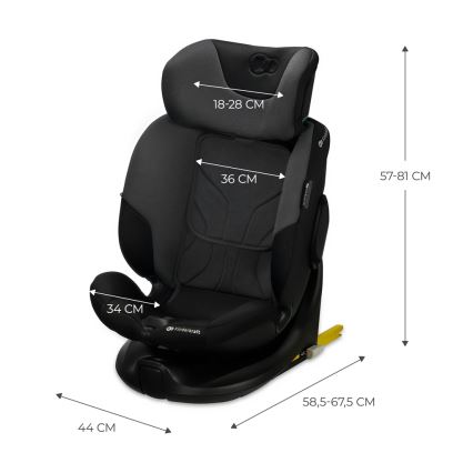 KINDERKRAFT SELECT - kääntyvä I-FIX-pohjainen auton turvaistuin (40-150 cm) grafiitinmusta