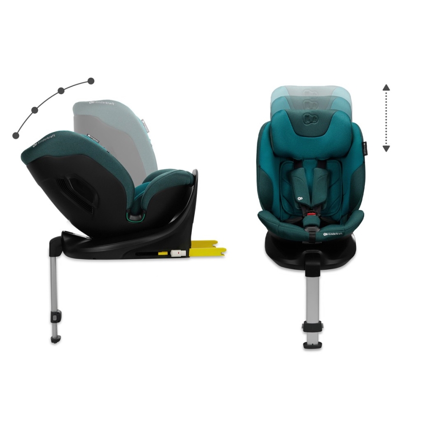 KINDERKRAFT SELECT - Auton turvaistuin kääntyvällä I-FIX-jalustalla (40-150 cm) Harbor-sininen