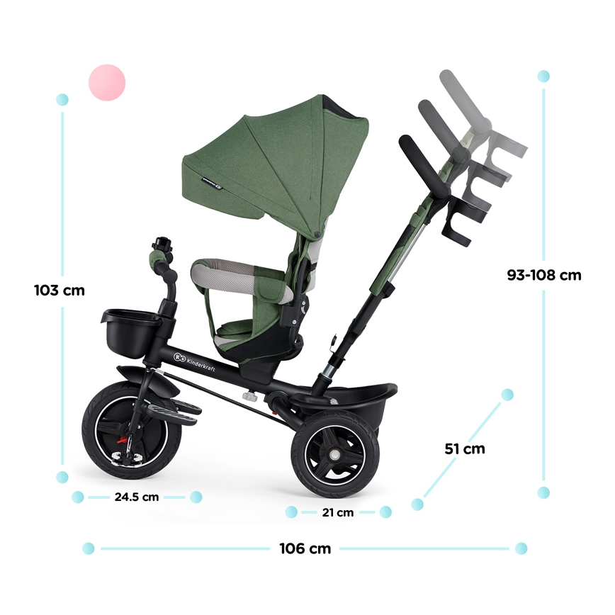 KINDERKRAFT SELECT - Lasten kolmipyörä SPINSTEP Premium vihreä