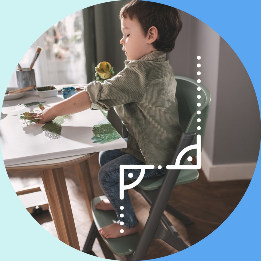 KINDERKRAFT SELECT - Lasten ruokapöydän tuoli 3in1 LIVY Premium Olive vihreä + lepotuoli CALMEE