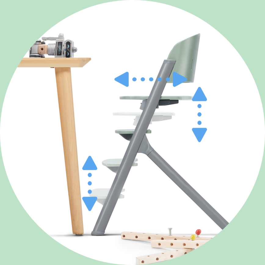 KINDERKRAFT SELECT - Lasten ruokapöydän tuoli 3in1 LIVY Premium Olive vihreä + lepotuoli CALMEE