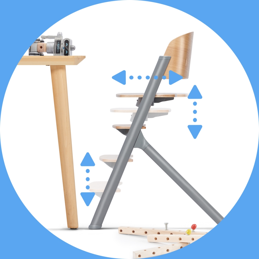 KINDERKRAFT SELECT - Lasten syöttötuoli 3-in-1 LIVY Premium tammi + vauvan lepotuoli CALMEE