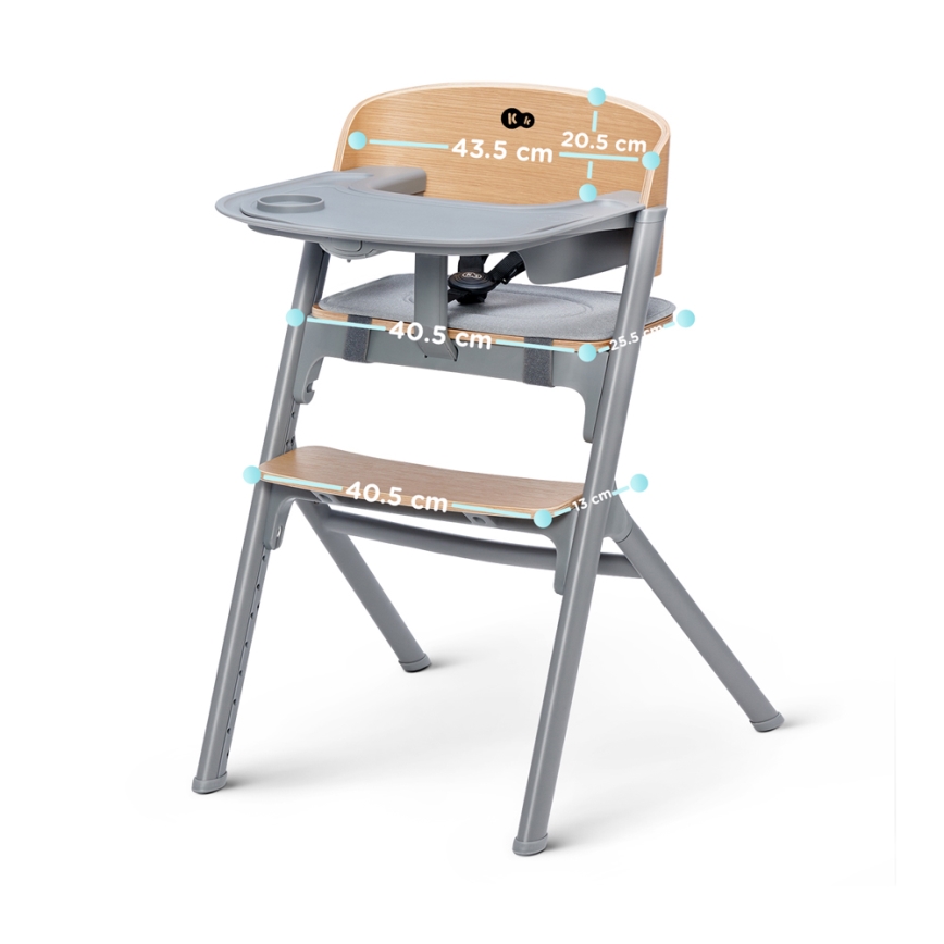 KINDERKRAFT SELECT - Lasten syöttötuoli 3-in-1 LIVY Premium tammi + vauvan lepotuoli CALMEE