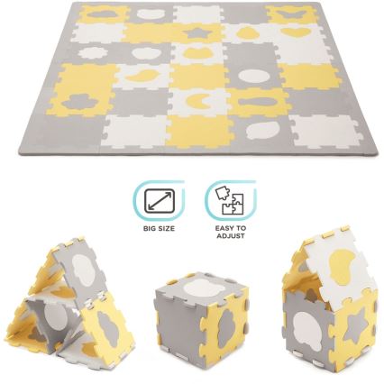 KINDERKRAFT - Vaahtopalapeli LUNO 30kpl harmaa/keltainen