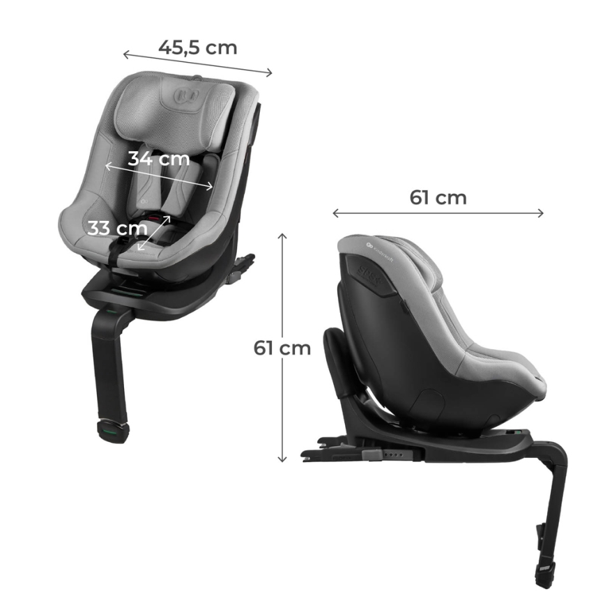 KINDERKRAFT - Turvaistuin  kääntyvällä jalustalla I-GUARD PRO i-Size 61-105 cm harmaa