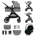 KINDERKRAFT - Yhdistelmärattaat 3in1 ESME Moonlight harmaa + turvaistuin MINK PRO