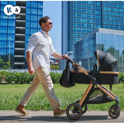 KINDERKRAFT - Yhdistelmärattaat 3in1 ESME Pure musta + turvaistuin MINK PRO