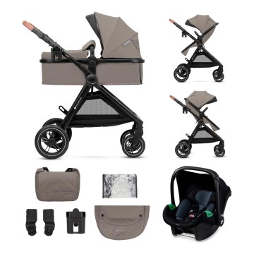 KINDERKRAFT - Yhdistelmärattaat 3in1 ESME Sand beige + turvaistuin MINK PRO