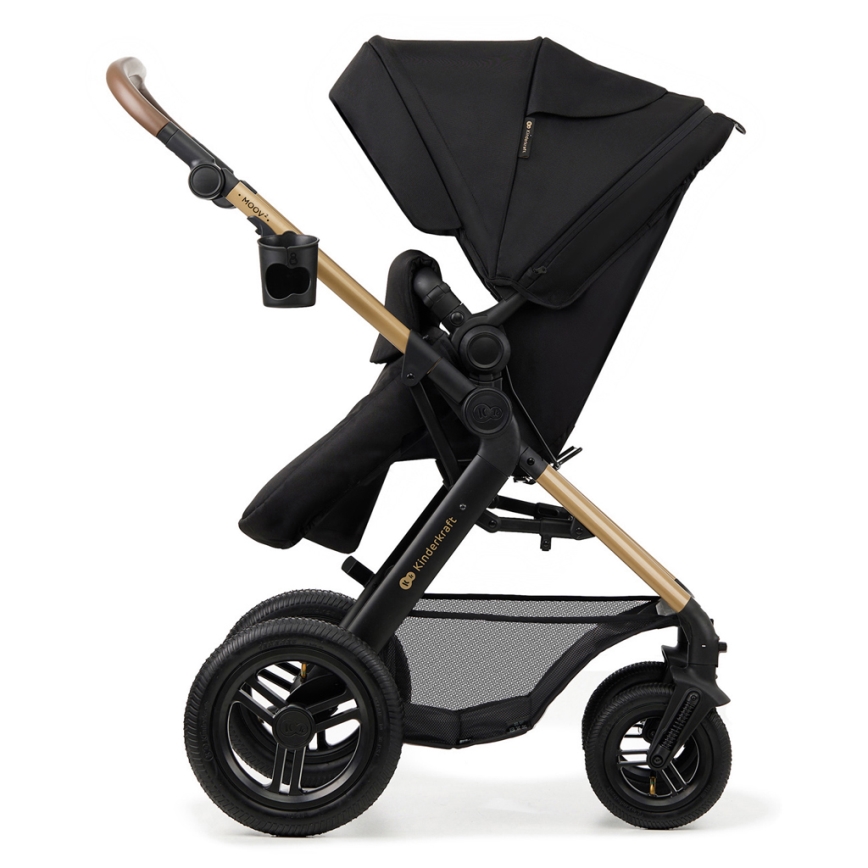 KINDERKRAFT - Yhdistelmärattaat 3in1 MOOV 2 AIR Pure musta + turvaistuin MINK PRO