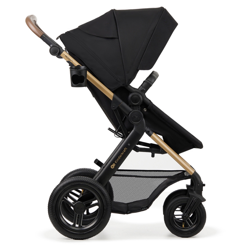KINDERKRAFT - Yhdistelmärattaat 3in1 MOOV 2 AIR Pure musta + turvaistuin MINK PRO
