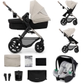 KINDERKRAFT - Yhdistelmärattaat 3in1 MOOV 2 Moonlight harmaa + turvaistuin MINK PRO