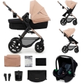 KINDERKRAFT - Yhdistelmärattaat 3in1 MOOV 2 Sand beige + turvaistuin MINK PRO