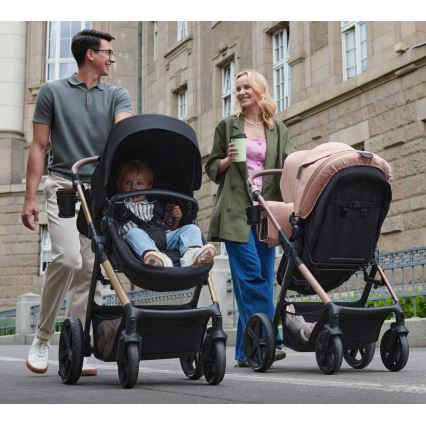 KINDERKRAFT - Yhdistelmärattaat 3in1 MOOV 2 Sand beige + turvaistuin MINK PRO