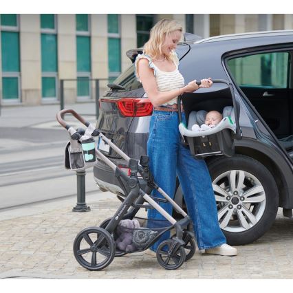 KINDERKRAFT - Yhdistelmärattaat 3in1 MOOV 2 Sand beige + turvaistuin MINK PRO