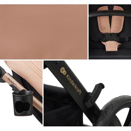 KINDERKRAFT - Yhdistelmärattaat 3in1 MOOV 2 Sand beige + turvaistuin MINK PRO