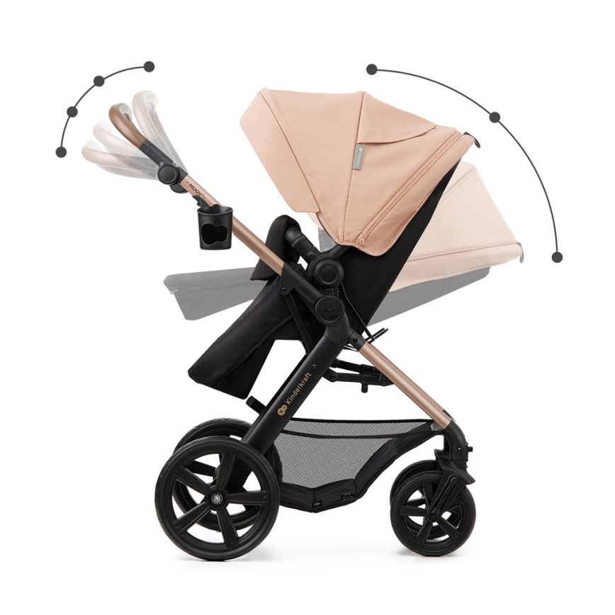 KINDERKRAFT - Yhdistelmärattaat 3in1 MOOV 2 Sand beige + turvaistuin MINK PRO