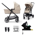 KINDERKRAFT - Yhdistelmärattaat 4in1 NEWLY Klassikko beige + turvaistuin MINK PRO jalustalla ISOFIX