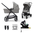 KINDERKRAFT - Yhdistelmävaunut 4-in-1 NEWLY Classic harmaa + MINK PRO turvaistuin ISOFIX-telakalla