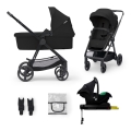 KINDERKRAFT - Yhdistelmävaunut 4-in-1 NEWLY Classic musta + MINK PRO turvaistuin ISOFIX-telakalla