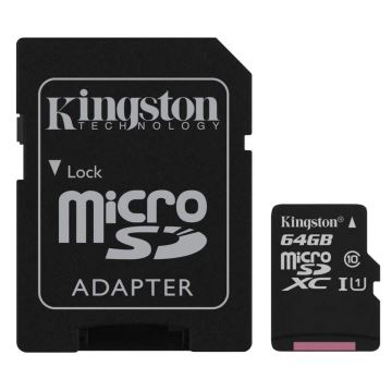 Kingston SDCS2/64GB - MicroSDXC 64GB Canvas Select Plus U1 100MB/s + SD sovitin