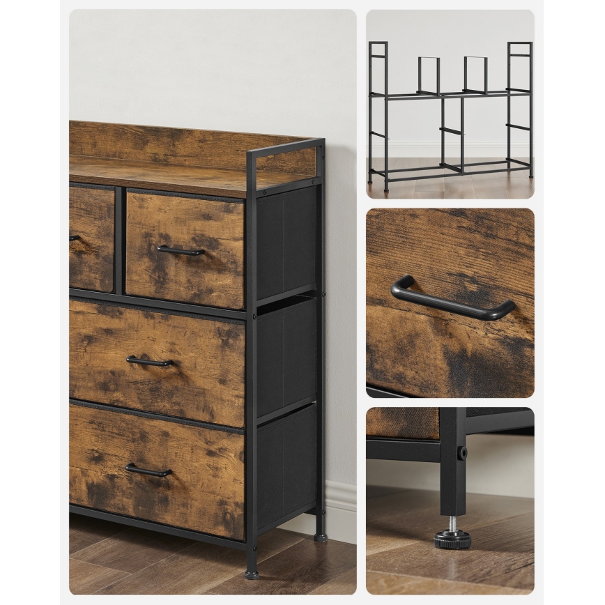 KIRA-lipasto vetolaatikoilla, ruskea/musta