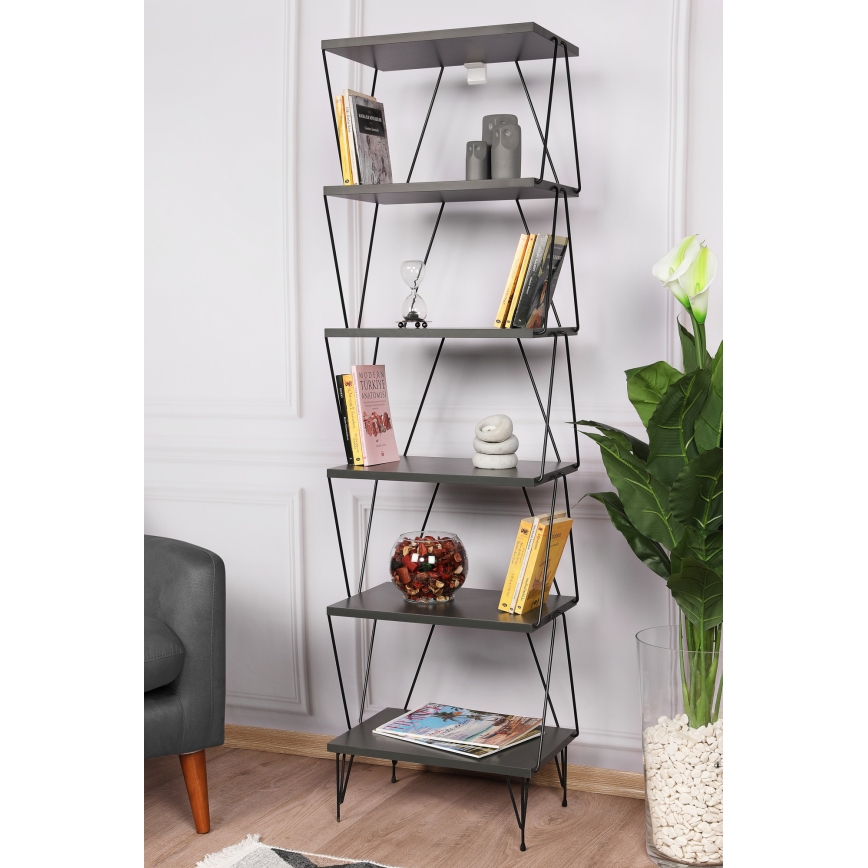 Kirjahylly BALABAN 165x48 cm antrasiitti/musta