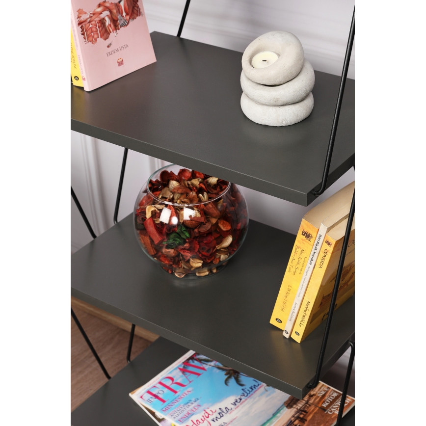 Kirjahylly BALABAN 165x48 cm antrasiitti/musta