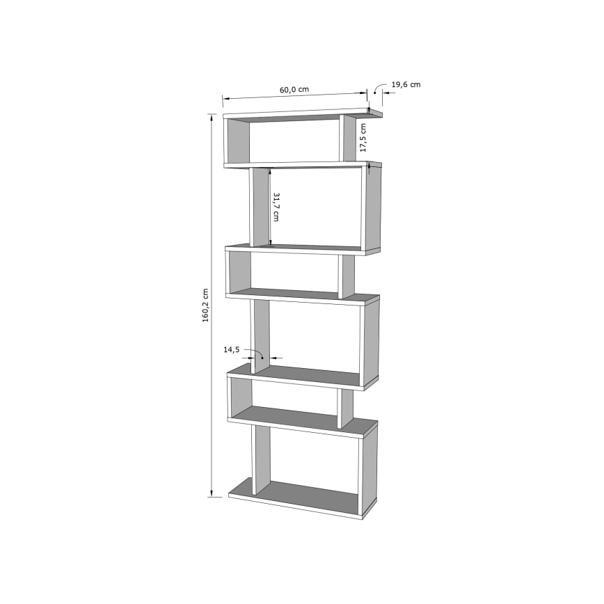 Kirjahylly BATES 160x60 cm valkoinen/tammi