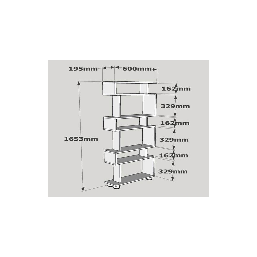 Kirjahylly BLOK 165x60 cm valkoinen/ruskea