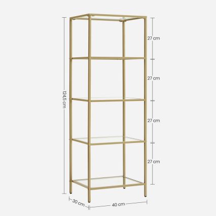 Kirjahylly GLASY 40x125x30 cm kultainen