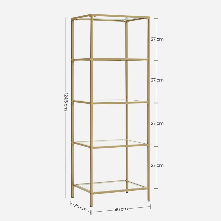Kirjahylly GLASY 40x125x30 cm kultainen