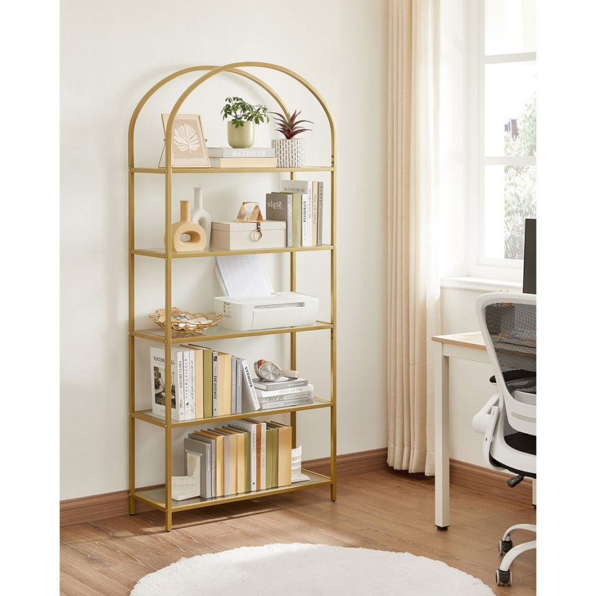 Kirjahylly GLASY 83x184x30 cm kultainen