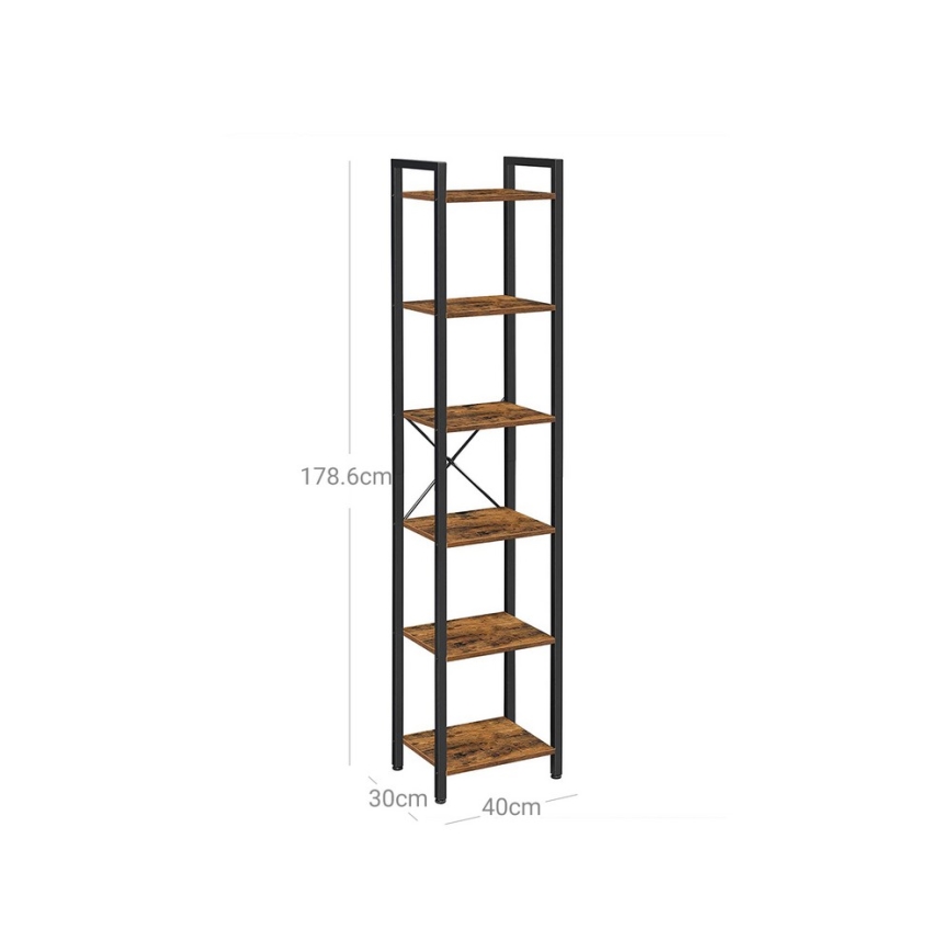 Kirjahylly NAVARO 40x179x30 cm ruskea/musta