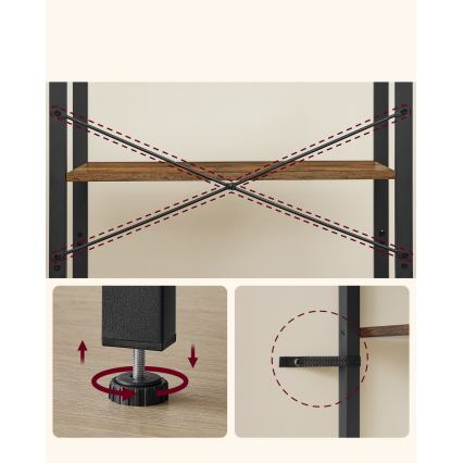 Kirjahylly NAVARO ruskea/musta